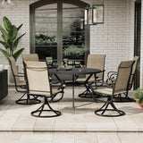 47" Outdoor Patio Table Dining Table, All Weather Metal Round Patio Table with Adjustable Umbrella Hole - Photo 7