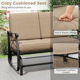 Tangkula Patio Glider Bench, 2-Person Swing Gliding Loveseat with Breathable Fabric Seat & Soft Cushions - Photo 7