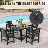3-Piece HIPS Patio Dining Set, Outdoor Dining Table and Chairs Set with Umbrella Hole - Photo 2