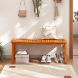 RELAX4LIFE Wood Patio Outdoor Bench - 48’’ Backless Acacia Wooden Dining Bench w/Slatted Seat - Photo 7