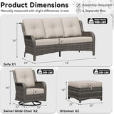 5 Piece Outdoor Wicker Patio Furniture Set, Outdoor Swivel Rocker Patio Chairs Set with Thickened Olefin Cushions - Photo 2