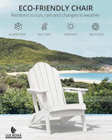 LUE BONA Folding Adirondack Chair, Chairs Set of 8, Cup Holder, Woodgrain, Fire Pit, Patio, Pool, White - Photo 5