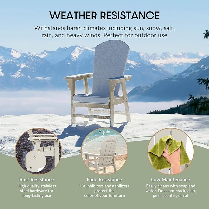 WestinTrends Malibu Outdoor Patio HDPE Plastic Adirondack Dining Chair Sand