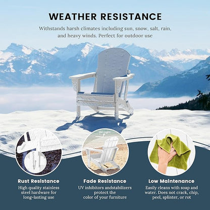 Westin Outdoors Laguna WO Home Outdoor Adirondack Folding Chair Lounger Seat Traditional Retro Home Furniture for Beach, Balcony, Backyard, Lawn, Patio, Pool, Deck, Garden (White)