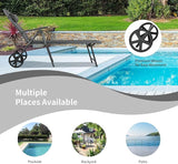 Tangkula Patio Chaise Lounge W/Wheels, Outdoor Folding Padded Lounge Chair W/ 7-Position Backrest, Removable Headrest - Photo 9