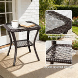 6 Piece Patio Wicker Conversation Set, All-Weather Use Outdoor Wicker Sofa with 2 PE Rattan Ottomans, 2 Chair - Photo 7