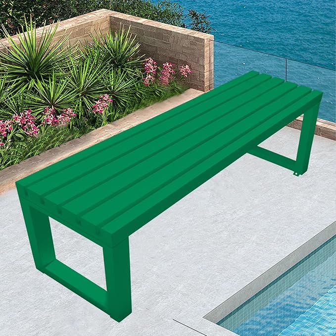 Metal Garden Bench Weatherproof Outdoor Benches Park Bench Patio Seat Front Porch Seat 3.3ft 3.9ft 4.9ft 5.9ft Backless Chair for Yard Entryway Indoor(Green,4.9ft)