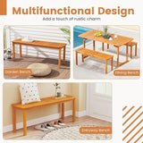 Tangkula Acacia Wood Outdoor Bench, 47" Patio Dining Bench with Slatted Seat, Backless Wooden Garden Bench - Photo 8
