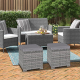 RELAX4LIFE Wicker Outdoor Storage Ottoman - 2-Piece Rattan Footstool w/Removable Cushion - Photo 2