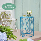 Y&M Set of 3 Blue Round Nesting Tables, Multifunctional Coffee Table End Table, Side Table for Indoor - Photo 3