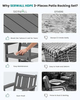 SERWALL HDPE Outdoor Rocking Chairs Set of 6, All Weather 4 Porch Rockers with 2 Side Tables - Photo 5