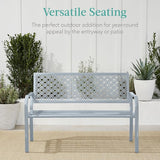 Best Choice Products Outdoor Bench 2-Person Metal Steel Benches Furniture for Garden, Patio, Porch - Photo 6