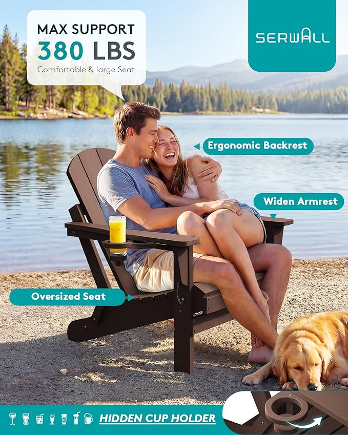 SERWALL Folding Adirondack Chair Set of 2 - Photo 8