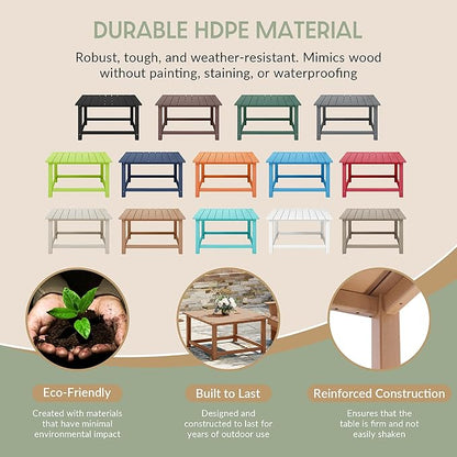 WestinTrends Malibu Low Outdoor HDPE Square Patio Coffee Table, Teak