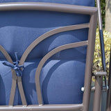 Outsunny 2-Person Patio Swing Bench with Adjustable Shade Canopy, Soft Cushions, Throw Pillows and Tray, Dark Blue - Photo 9