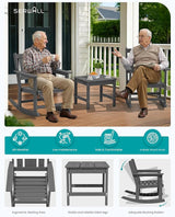 SERWALL HDPE Outdoor Rocking Chairs Set of 6, All Weather 4 Porch Rockers with 2 Side Tables - Photo 6