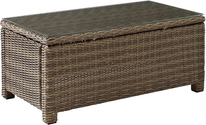 Crosley Furniture Bradenton All Weather Rattan Wicker Outdoor Coffee Table for Patio, Deck, Porch, Brown