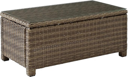 Crosley Furniture Bradenton All Weather Rattan Wicker Outdoor Coffee Table for Patio, Deck, Porch, Brown