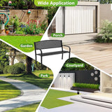 Tangkula Metal Outdoor Park Bench, 50 Inches Garden Bench with Patterned Backrest and Curved Armrests - Photo 6