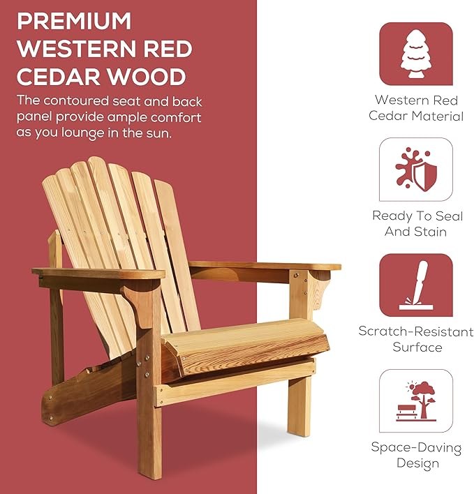 northbeam Riverside Adirondack Chair Western Red Cedar