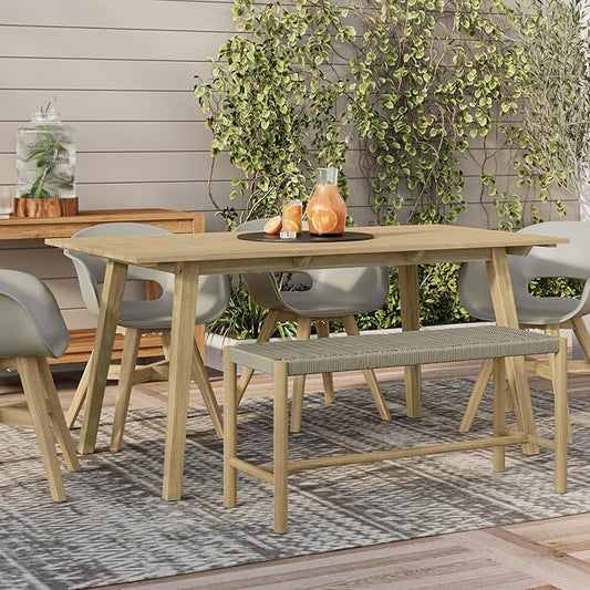 SIMPLIHOME Dahlia SOLID ACACIA WOOD 18 inch x 46 inch Contemporary Outdoor Indoor Bench in Natural Taupe for the Garden