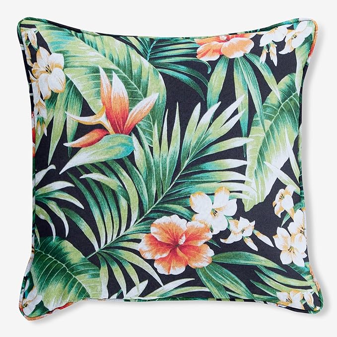 BrylaneHome 20" Square Throw Pillow - Patio & Outdoor - Water, Stain & Fade Resistant - Cypress Midnight - Photo 1