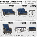 8 Piece Outdoor Wicker Patio Furniture Set, Outdoor Swivel Rocker Patio Chairs Set with Thickened Olefin Cushions - Photo 2