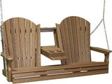 LuxCraft 5' Adirondack Hanging Porch Swing with Flip Down Console, Outdoor Patio Swing, Front Porch Swing - Photo 1