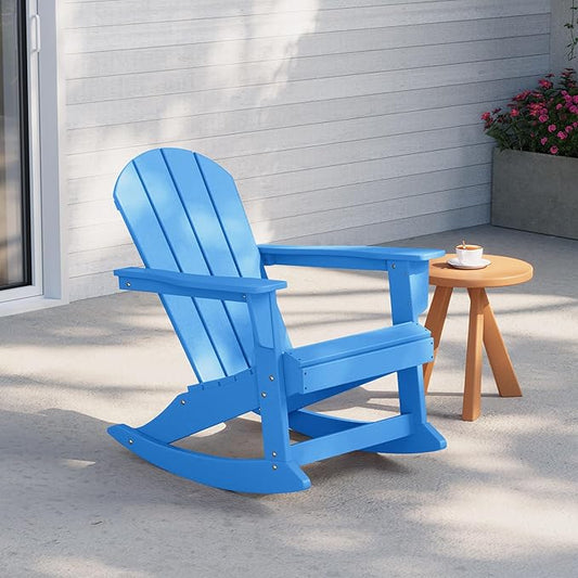 WestinTrends Malibu Outdoor/Patio Poly Adirondack Rocking Chair, Pacific Blue