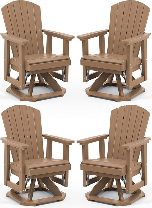 SERWALL Adirondack Swivel Glider Chair, HDPE Glider Set of 4 for Outdoor, All-Weather Glider Chair for Porch, Balcony - Photo 1