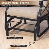 Tangkula Outdoor Glider Rocking Chair, Patio Gliding Chair Furniture with Metal Frame and Thick Cushions for Porch - Photo 5