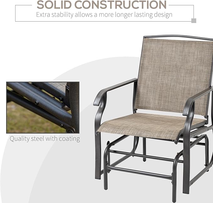 Outsunny 2 Piece Glider Set, Outdoor Swing Chairs, Patio Rocking Armchairs with Breathable Mesh Fabric - Photo 6