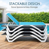 Kozyard Outdoor Chaise Lounge Chair, Full Flat Adjustable Patio Lounger with Aluminum Frame & Resin Legs - Photo 5