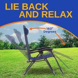 SereneLife Outdoor Zero Gravity Lounge Chair Set with Table – 2 Adjustable Recliners with Cup Holders, Headrest - Photo 3