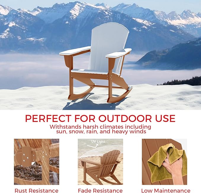Costaelm Outdoor Adirondack Chair, All Weather Resistant Lawn Chairs Balcony Chair and Fire Pit Chairs - Photo 3