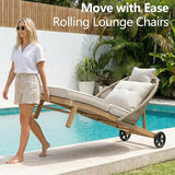 Patio Chaise Lounge Chairs Set of 2, Oversized Lounge Chair Outdoor with Cushions, Patio Lounge Chairs with Wheels - Photo 4