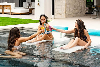 Aqua Outdoors Pool Chaise Lounge Chairs for Ledge & Shelf, Water-Weighted Pool Lounger for Depths Up to 9”, No Screw Plugs & Tools Needed, White Granite Ledge Lounger, Set of 2