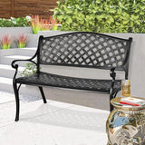 Outdoor Patio Garden Bench All-Weather Cast Aluminum Loveseats Park Yard Furniture Porch Chair for Patio Park Path Yard - Photo 7