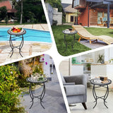 VCUTEKA Mosaic Outdoor Side Table, 14" Round Small Patio Accent Table Indoor End Table for Yard, Garden, Living Room - Photo 6