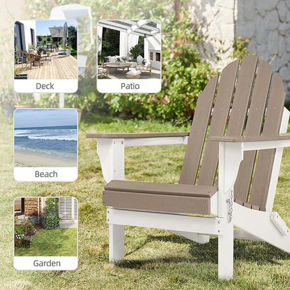 Aoodor HDPE Outdoor All-Weather Folding Adirondack Chair for Patio, Garden, Backyard, Lawn, Fire Pit, Brown