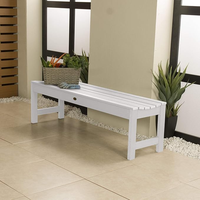 highwood Lehigh Picnic Garden Bench, 5 feet, White