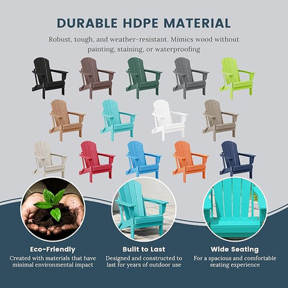 WO WESTIN OUTDOOR HDPE Laguna Outdoor Folding Poly Adirondack Chair (Set of 2), Turquoise