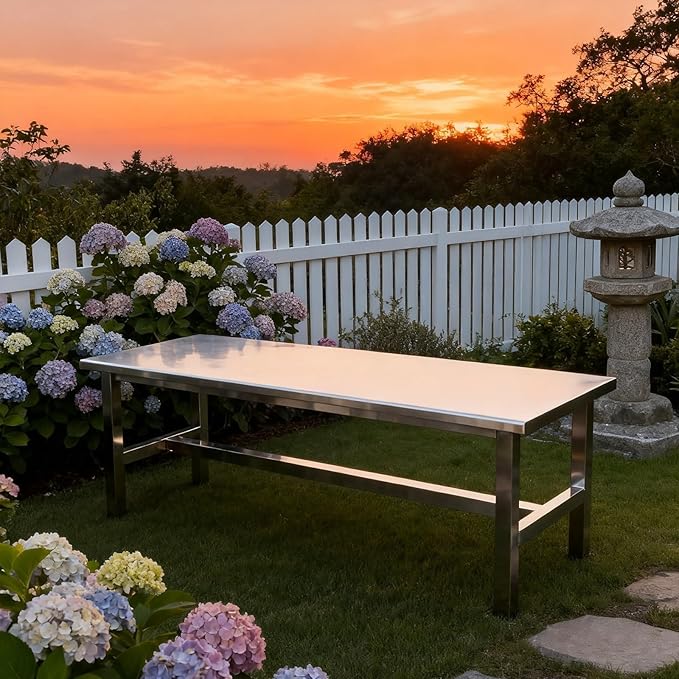 304 Stainless Steel Outdoor Garden Bench Metal Bench for Patio Park Commercial Use 660 Lbs Load-Bearing Capacity(150cm/59in)