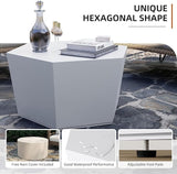 UPHA 28" Hexagon Outdoor Coffee Table, Modern Hollow Concrete Patio Table - Photo 5