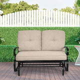 Giantex Outdoor Glider Bench, Patio Loveseat with Cushions, 440 Lbs Capacity, 2-Person Outdoor Rocking Chair - Photo 8