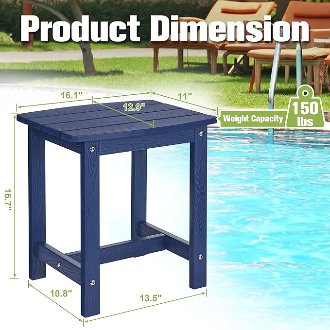 Y&M Outdoor Side Table, HIPS Adirondack Small Single Table, Waterproof Square Outside Table - Photo 3