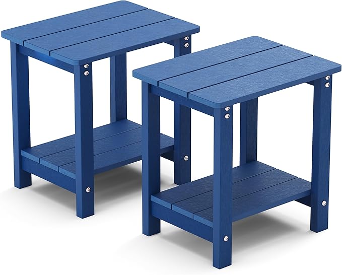 MXIMU Outdoor Side Table for Patio: 16" HIPS Weatherproof Adirondack Table Set of 2 - Small End Tables with Storage for - Photo 1
