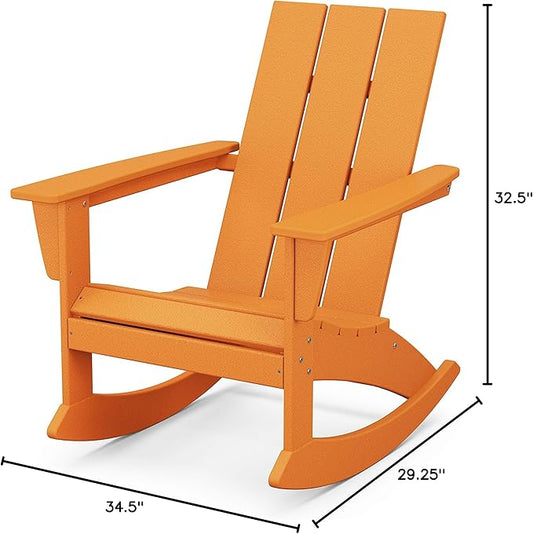 POLYWOOD® Modern Adirondack Rocking Chair, Tangerine