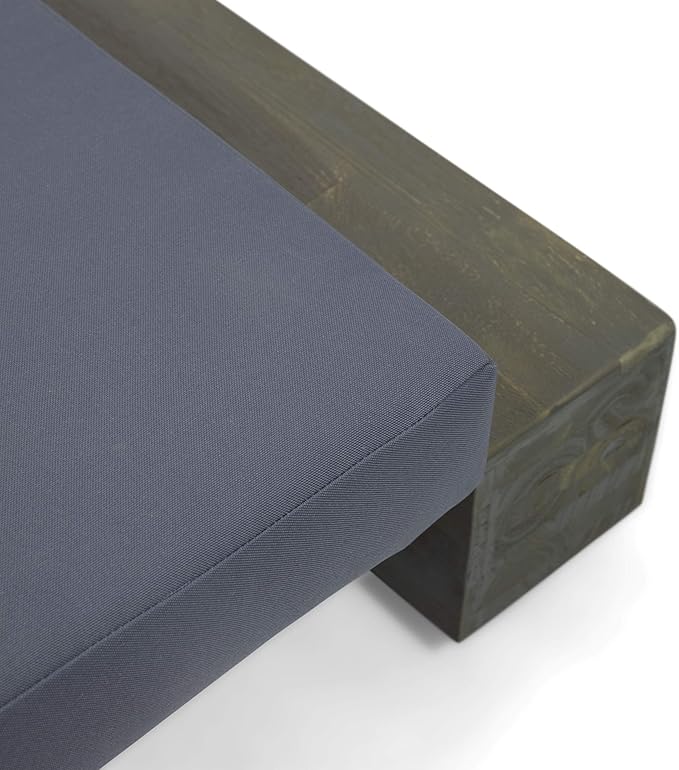 GDFStudio Outdoor Acacia Wood Chaise Lounge and Cushion Sets (Set of 2), Gray and Dark Gray