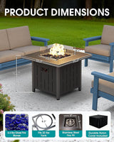 SERWALL Patio Furniture Set with 33” Fire Pit Table, HDPE Outdoor Sectional Sofa Set with Thickened Cushions - Photo 5